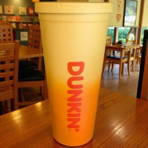 Dunkin' Donuts Soft Touch 24oz Tumbler Orange Yellow Ombre